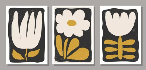Gordijnen Set of contemporary collage botanical minimalist wall art poster © C Design Studio