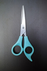 Scissors  for grooming dogs on black background, Close blades, Accessories for cut, trim about Dog, Cat, Animal care in beauty salon concept, Close up shot