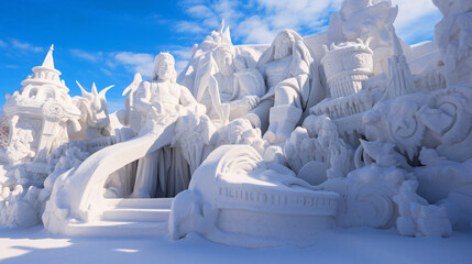 巨大な雪像、雪まつり、氷の祭典 - obrazy, fototapety, plakaty