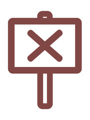 Obraz premium バツ印が書かれたプラカードのシンプル線画イラスト