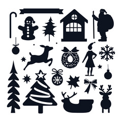 Free vector flat christmas season elements silhouette