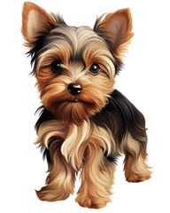 Cute yorkshire terrier on transparent background, png - obrazy, fototapety, plakaty