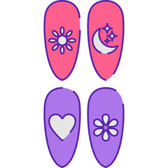 False Nails Illustration PNG Transparent Background