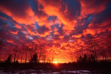 Fototapeta na wymiar Winter Sunsets and Sunrises - Generative AI