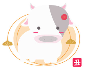  丑年のアイコン。うしどし。ベクターイラスト