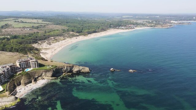 Aerial view of Black sea coast near Coral beach, Burgas Region, Bulgaria 