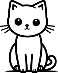 Cute cat silhouette icon in black color. Vector template for tattoo or laser cutting.