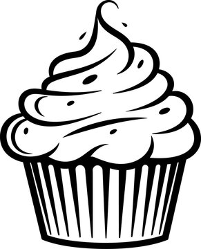 recommend clip art: Birthday cupcake silhouette icon in black color. Vector template for tattoo or laser cutting.