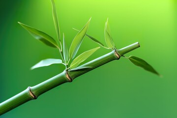 Bamboo tree, bamboo branch on green dof background, close-up