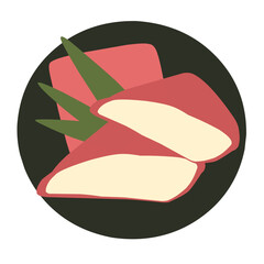 Illustration of red velvet durian pancake 