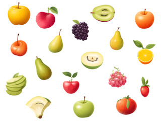 set of fruit on a white background