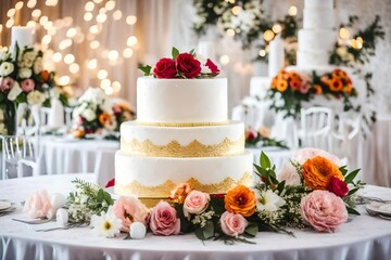 Obraz na płótnie Canvas Wedding cake on the decorated table
