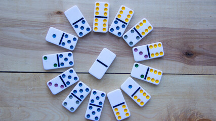 Dominoes on a wooden table