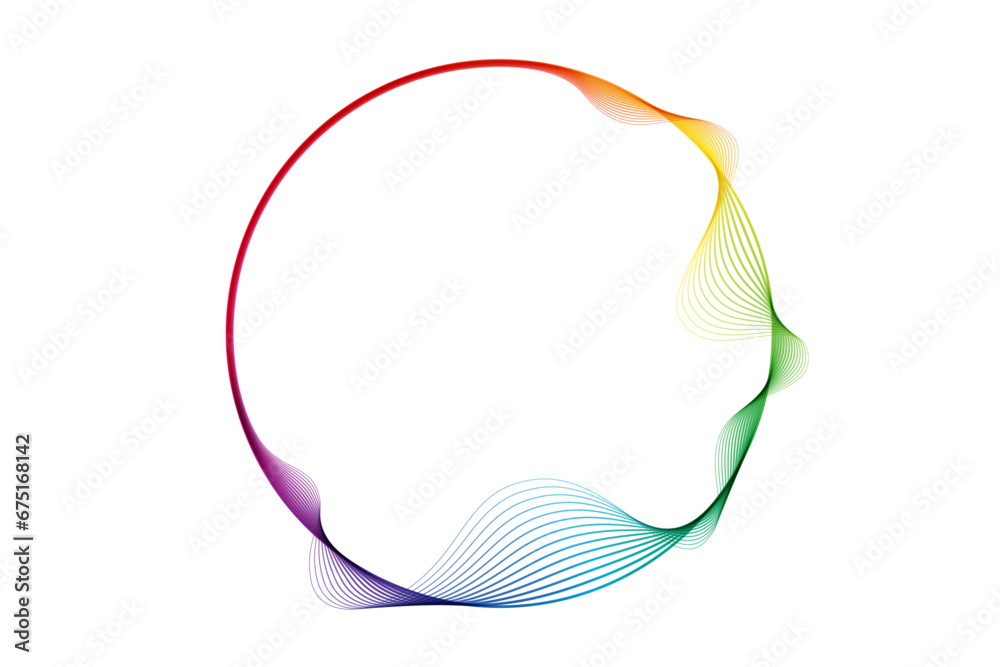 Aufkleber Vector abstract circles lines wavy in round frame colorful spectrum gradient isolated on transparent background with empty space for text