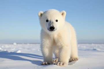 Polar bear cub outdoors - obrazy, fototapety, plakaty