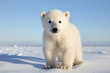 Tuinposter Polar bear cub outdoors © Veniamin Kraskov