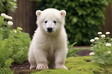 Polar bear cub outdoors