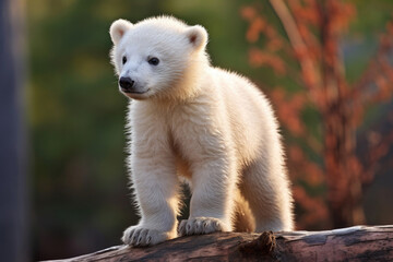 Polar bear cub outdoors - obrazy, fototapety, plakaty