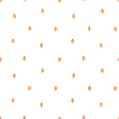 Seamless pattern with orange tiny trees