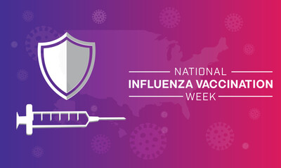 National Influenza Vaccination Week design concept with a syringe and a shield. Vector illustration.
