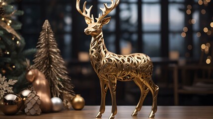 golden deer decoration figure luxury christmas design