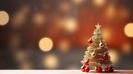 Beautiful christmas tree toy on the festive background banner 