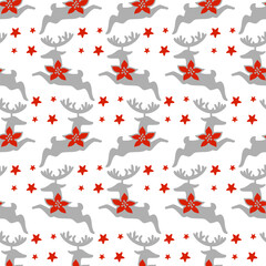 Seamless pattern with Christmas deers on a white background vector