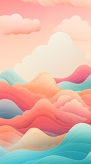 Abstract background, digital illustration, pastel colors, sky and clouds, phone wallpaper, background for instagram