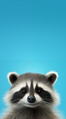 Obraz premium Wallpaper for telephone cute happy raccoon's head, cartoon background for instagram stories