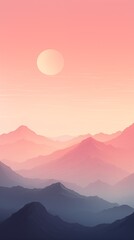 Trendy aesthetic minimalistic phone wallpaper, mountains, pastel colours, background for instagram stories