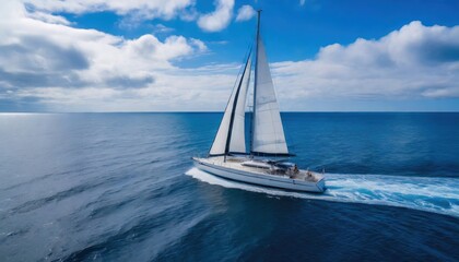 luxury yacht sailing on the open sea 

