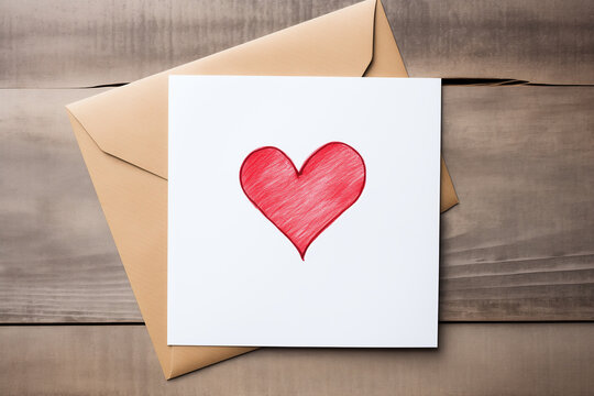 A hand-drawn heart on a blank greeting card, awaiting a heartfelt message. 