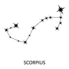 Scorpius, the zodiac constellation.Vector icon isolated on a white background.