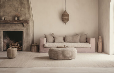 Obraz premium Basic living room interior composition with a sofa an minimal decoration