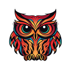 Vector multicolored owl, for a logo or tattoo