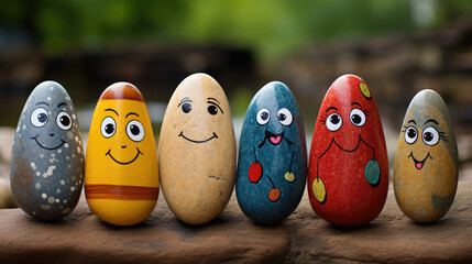 Colorfully painted stones