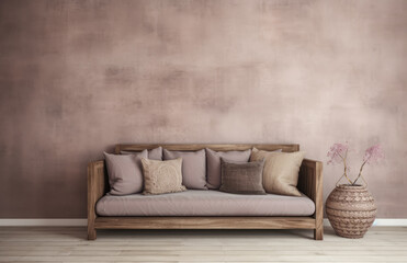 Basic living room interior composition with a sofa an minimal decoration