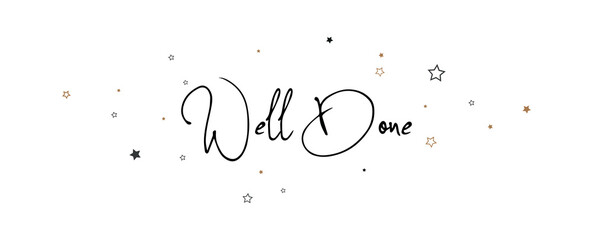 well done sign on white backgroud	