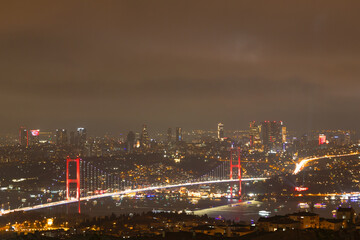Fototapeta na wymiar Istanbul view from Camlica Hill with Bosphorus Bridge and downtown district