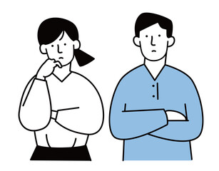 考える男女のイラスト素材