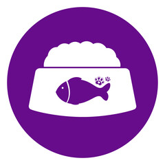 purple cat food bowl circle icon and fish