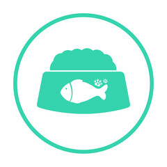 green mint cat food bowl circle icon and fish