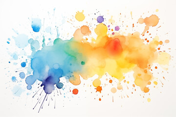 Abstract artistic multicolored paint splashes isolated on white background. Rainbow colored blots. Generative AI