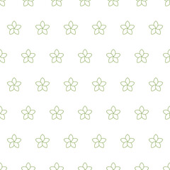 Seamless pattern with green outline flowers