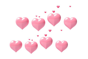Pink hearts for decoration  Valentine's Day concept,on transparent background.