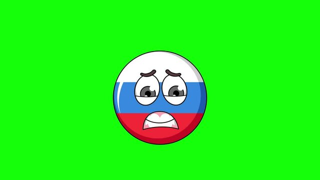 russia flag cartoon with a face screaming in fear, emoji emoticon animation
