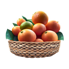 Grapefruits in a basket Illustration Art With a Transparent Background Generative AI.