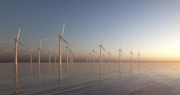 rotating wind power machine as renewable alternate green energy windmill - 3D Animation 4k seamless loop