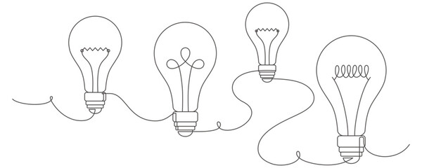 Aesthetic light bulb vector line art design suitable for cafes