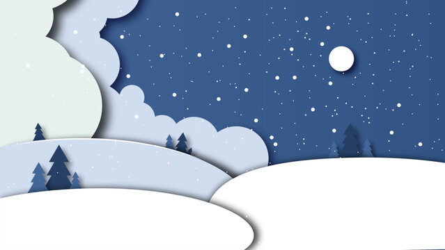 Winter night paper cut out design with snow flakes © Ayuluthfiani